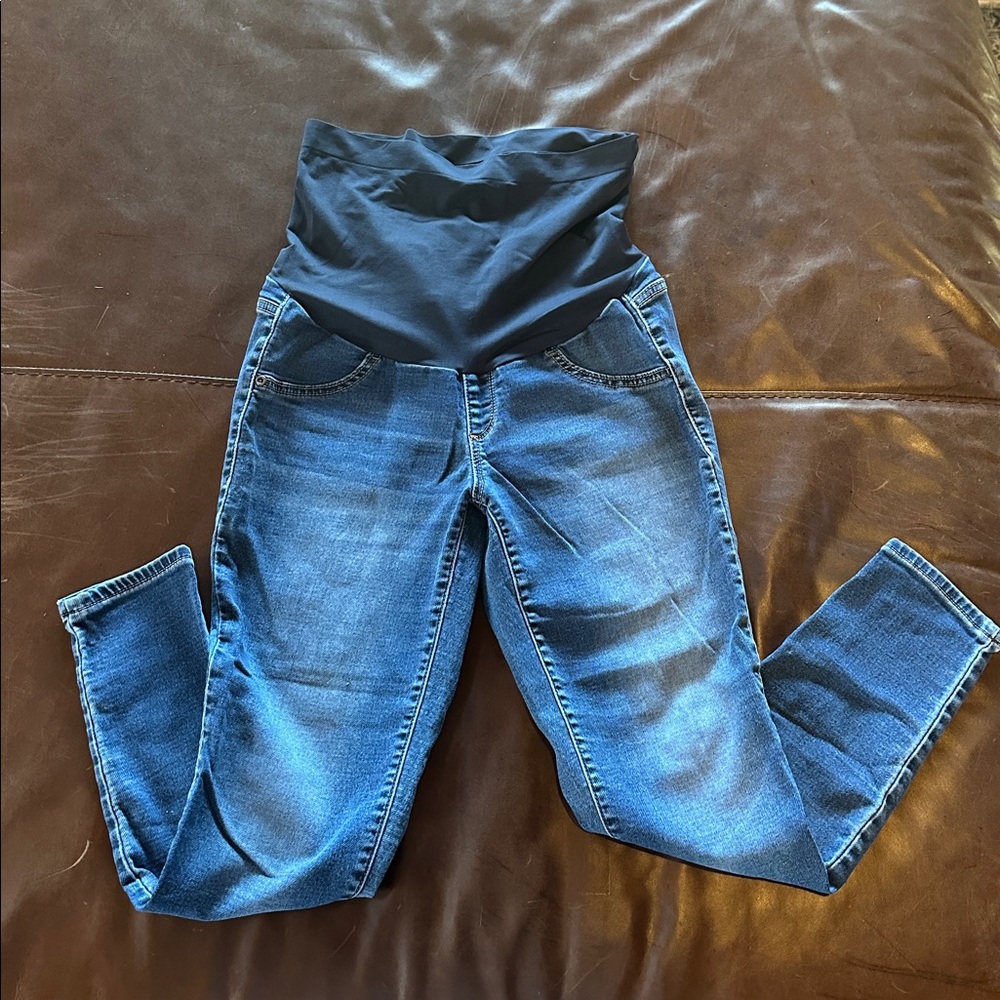 Blue Maternity Jeans with full belly Waistband size 8